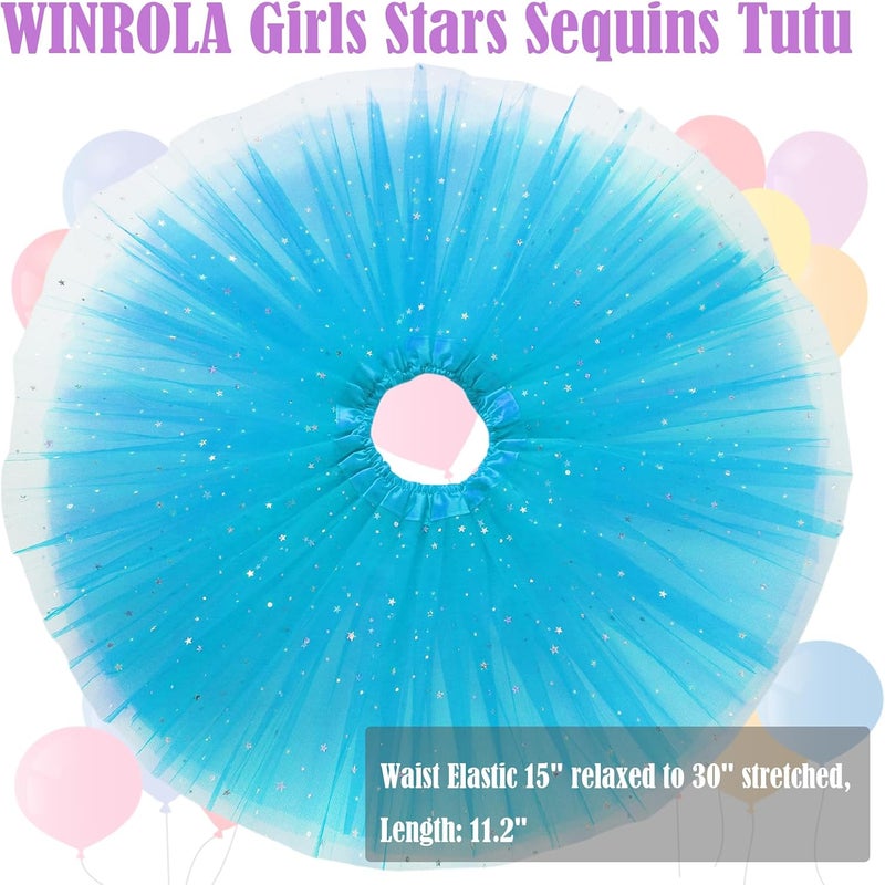 WINROLA Girls Stars Sequins Tutu Skirt Princess Ballet Dance Tutu Dress 3 Layered Halloween Christmas Tutu - Image 2